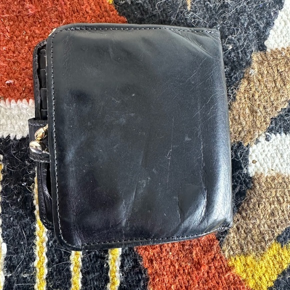 Vintage COACH Kiss Lock Black leather bifold wallet w/coin purse - Picture 11 of 13